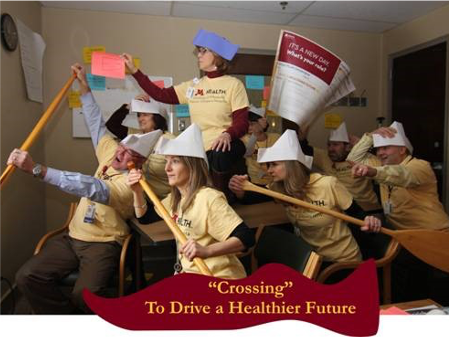 Poster created by faculty, staff and employees with M Health’s new mission vision, creating a rally cry that was eagerly adopted across the organization.