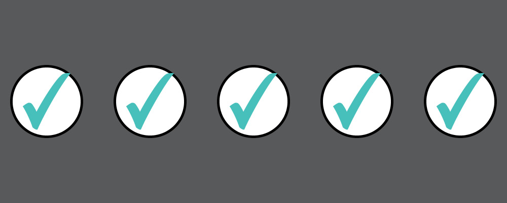 Five checkmarks icons
