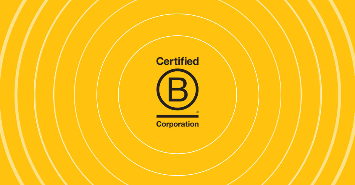 Certified B Corporation logo in a ripple effect